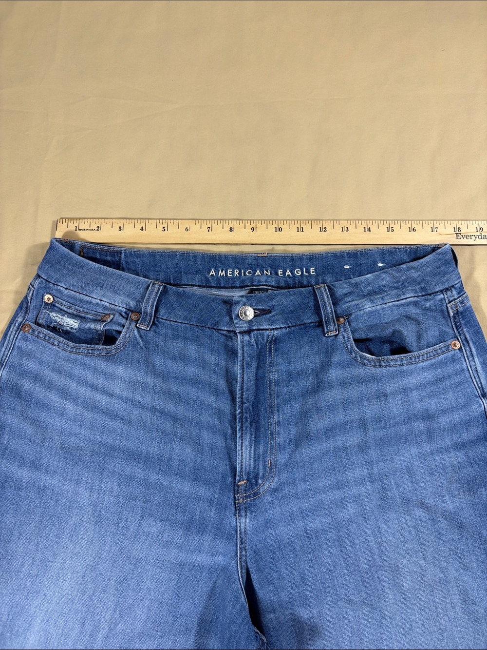 NWT American Eagle Stretch High Rise Curvy Baggy Wide Leg Jeans Size 16 Regular - Picture 5 of 12